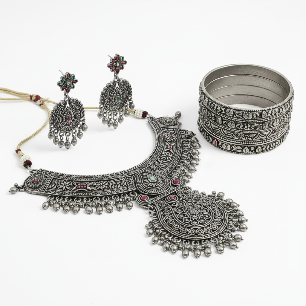 Oxidised Jewellery Set Square