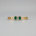 Emerald Green Stone Openable Kada with Zircon Halo in Anti-Tarnish Gold Finish