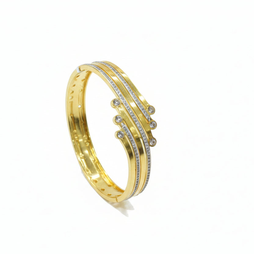 Gold-Tone Layered Stone-Detail Kada