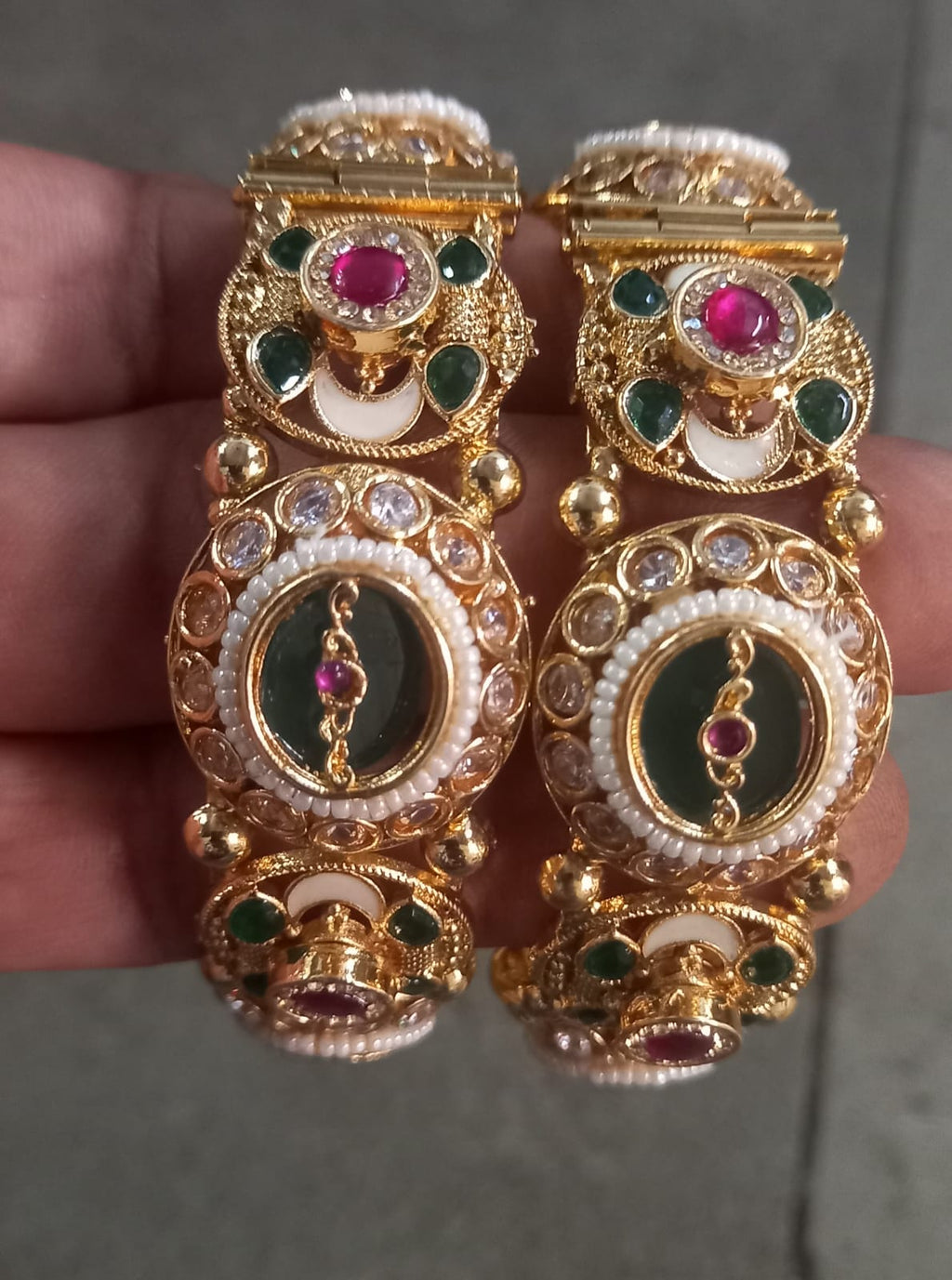 Kundan Meenakari Medallion Bangle Pair