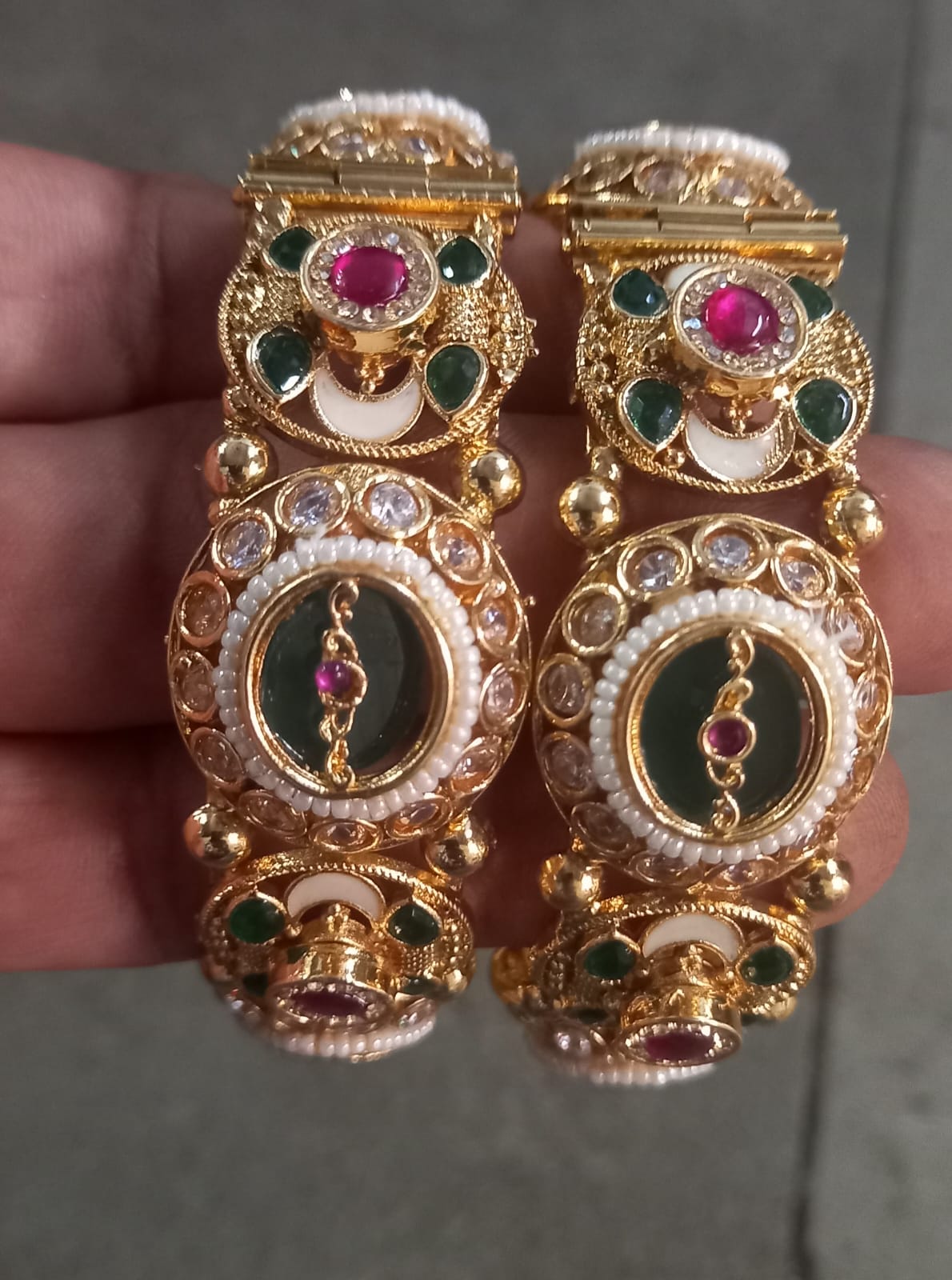Kundan Meenakari Medallion Bangle Pair