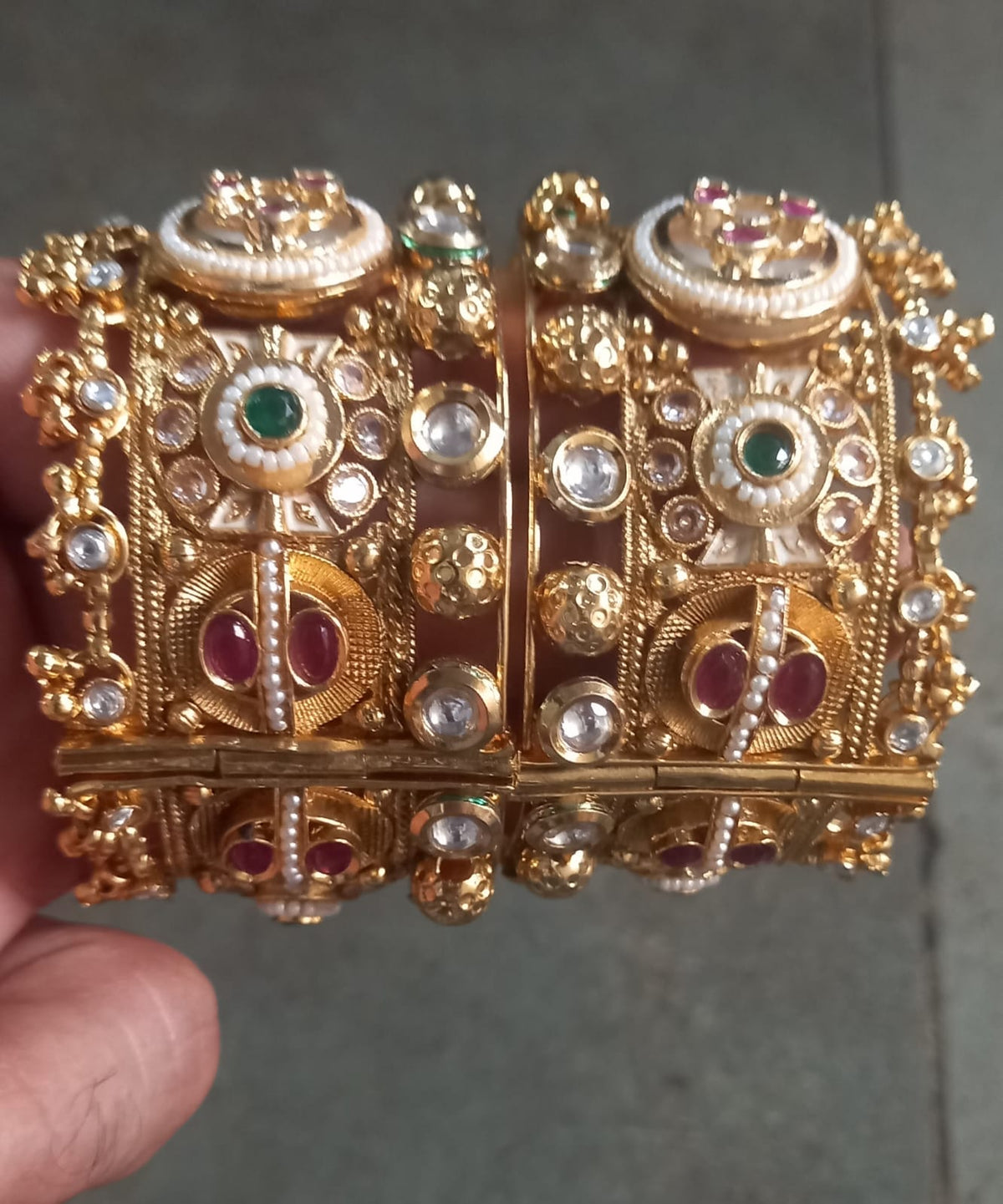 Kundan Polki Dome Bangle Pair