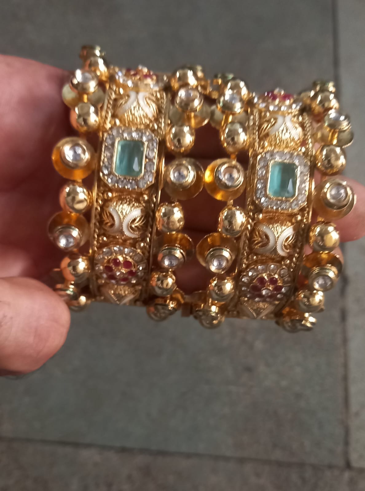 Kundan Emerald & Ruby Stacked Bangle
