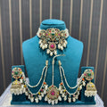 Gulnaar Multicolour Pearl Choker Set with Jhumka Earrings & Maang Tikka