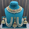 Phoolwari Pastel Kundan Pearl Necklace Set with Jhumkas & Maang Tikka