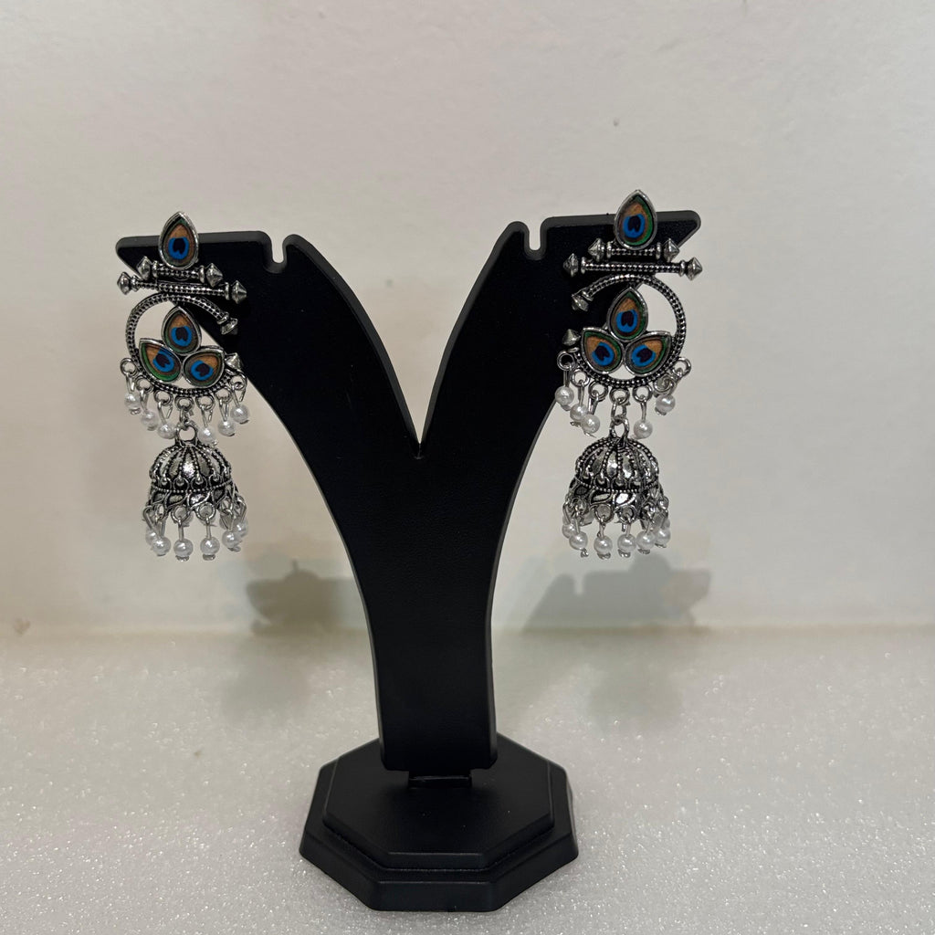 Premium Oxidised Peacock Jhumka Earrings