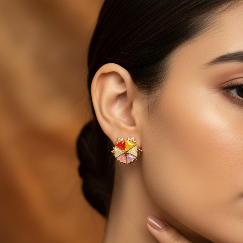 Premium Anti-Tarnish Multicolour AD CZ Stud Earrings