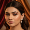 AD CZ Floral Drop Earrings