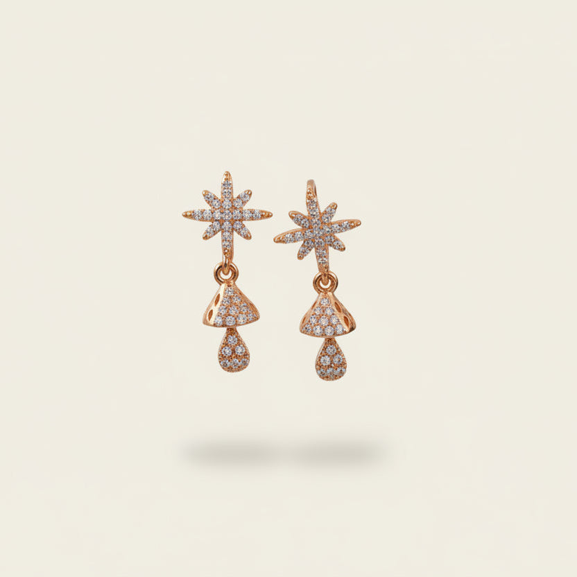 AD CZ Floral Drop Earrings