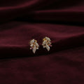 Gold-tone AD CZ floral leaf stud earrings with sparkling stone detailing