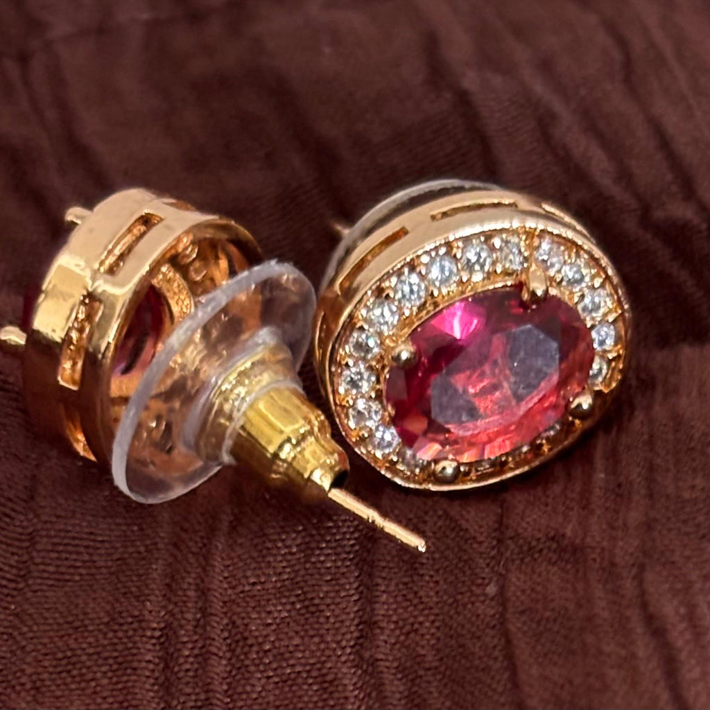 Premium Anti-Tarnish Marron AD CZ Oval Stud Earrings
