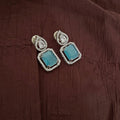 Premium AD CZ Teardrop Sky Blue Stone Earrings