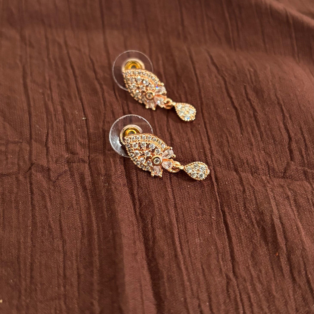 AD CZ Floral Paisley Drop Earrings
