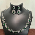 Gold-tone AD emerald green oval necklace set with matching stone-detailed earrings