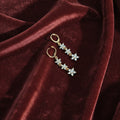 AD CZ Floral Chain Drop Earrings