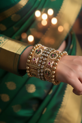 Woman wearing Royal Kundan Meenakari Bangle