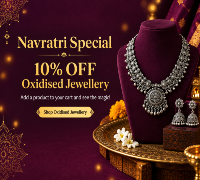 Navratri 10% off Oxidised Jewellery slide banner
