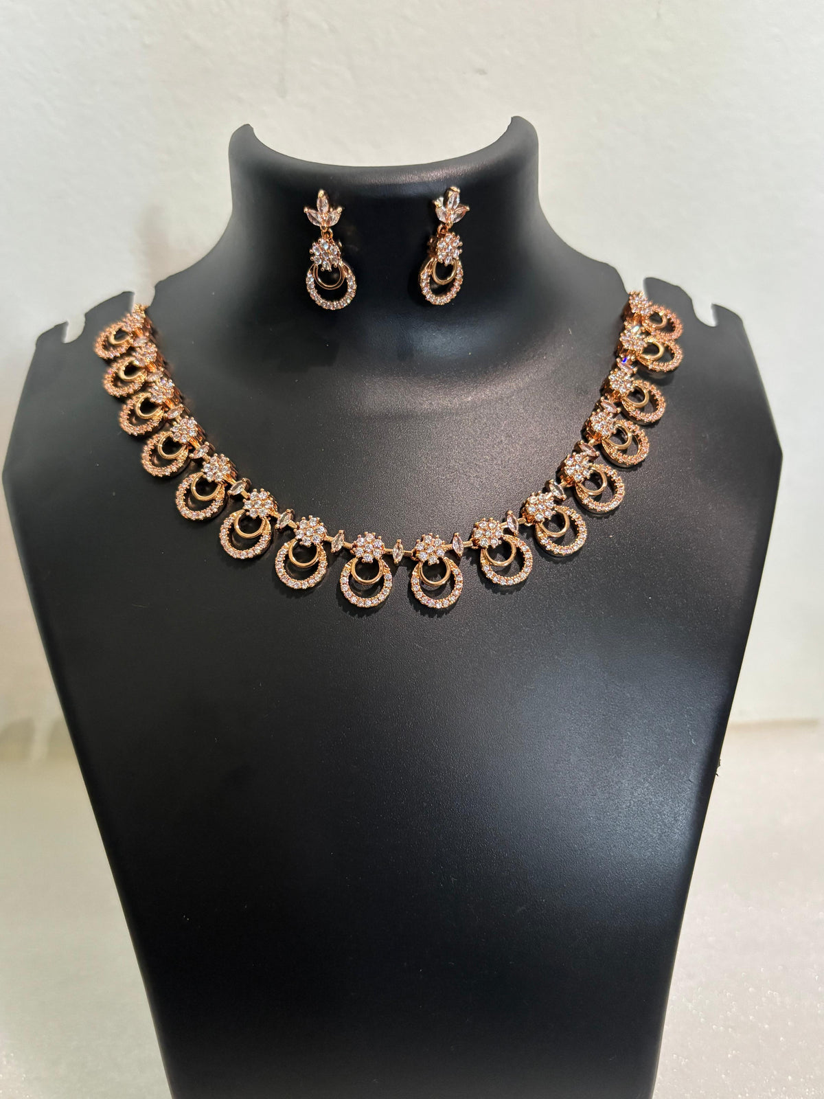 AD CZ Circular Link Necklace Set