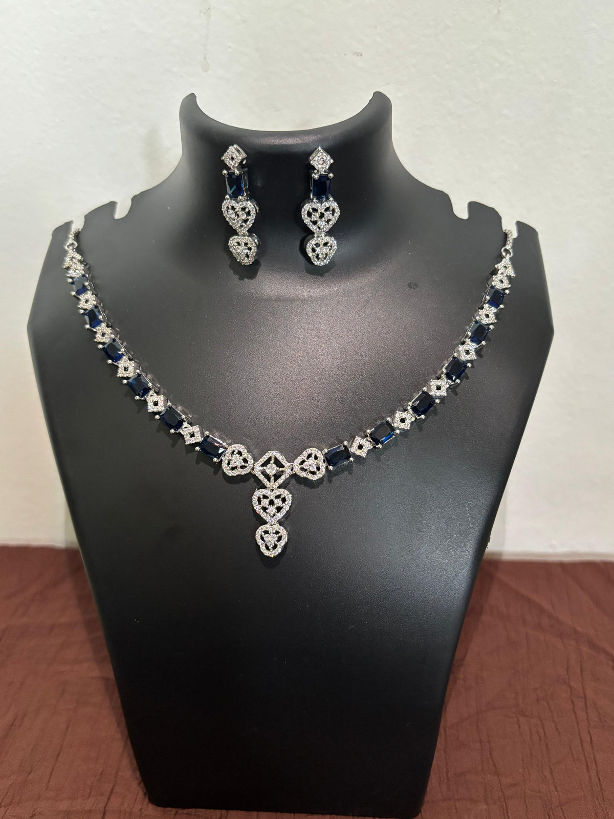 AD Blue Heart Pendant Necklace Set