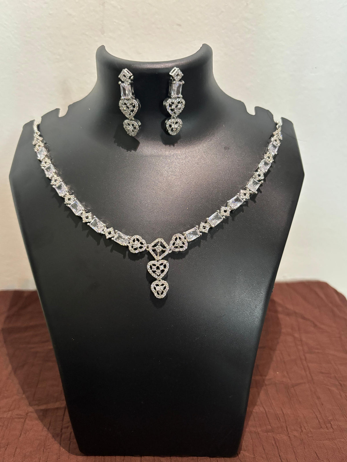 AD Heart Drop Necklace Set